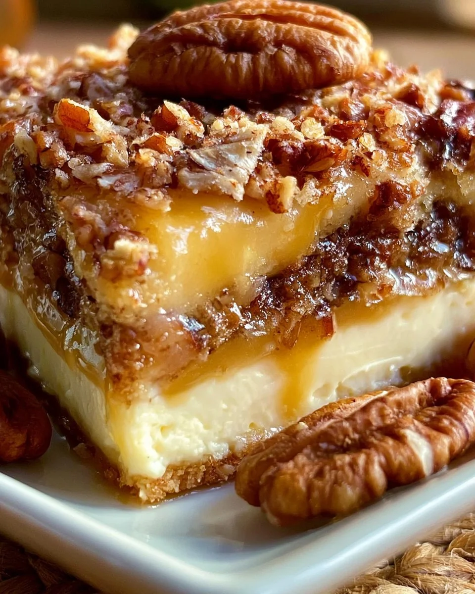 Gooey Butter Pecan Cake with rich toppings and pecan pieces