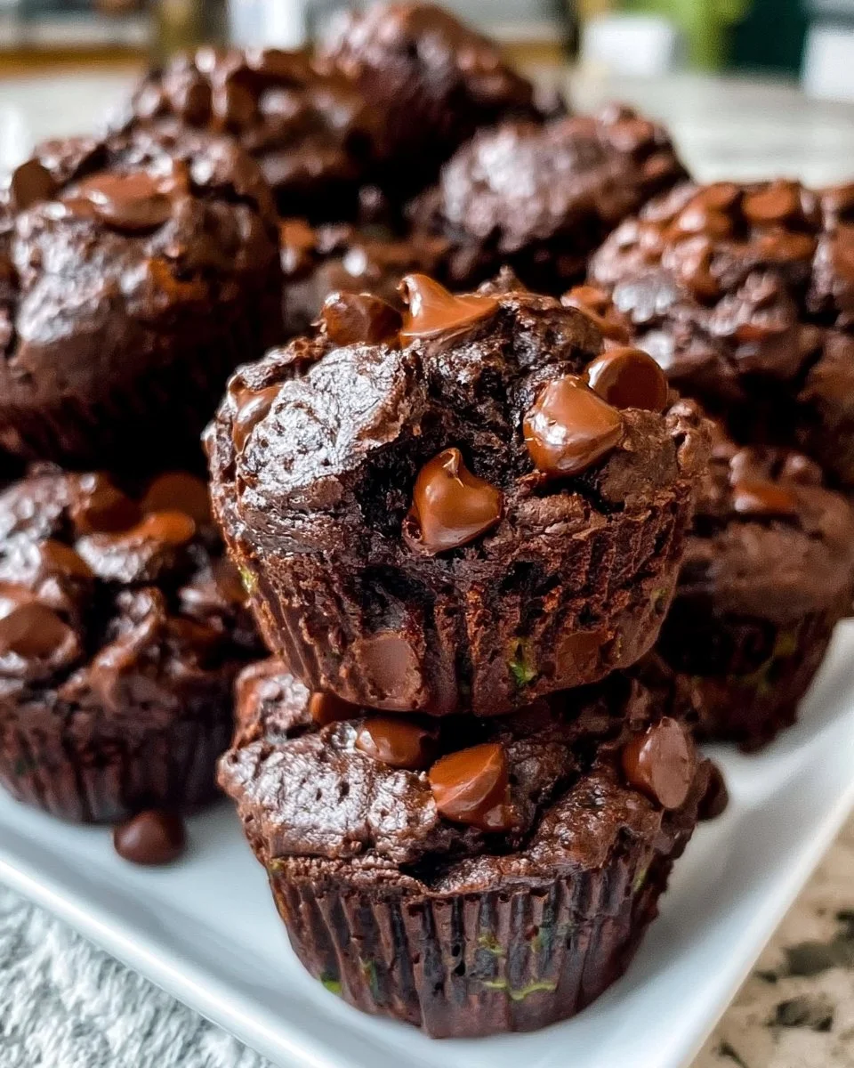 Delicious healthy chocolate zucchini muffins on a plate
