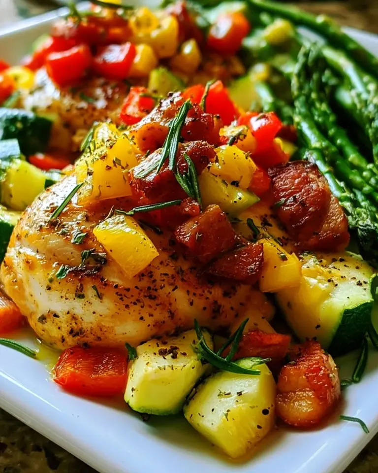 A healthy high protein dish featuring grilled chicken and vegetables.