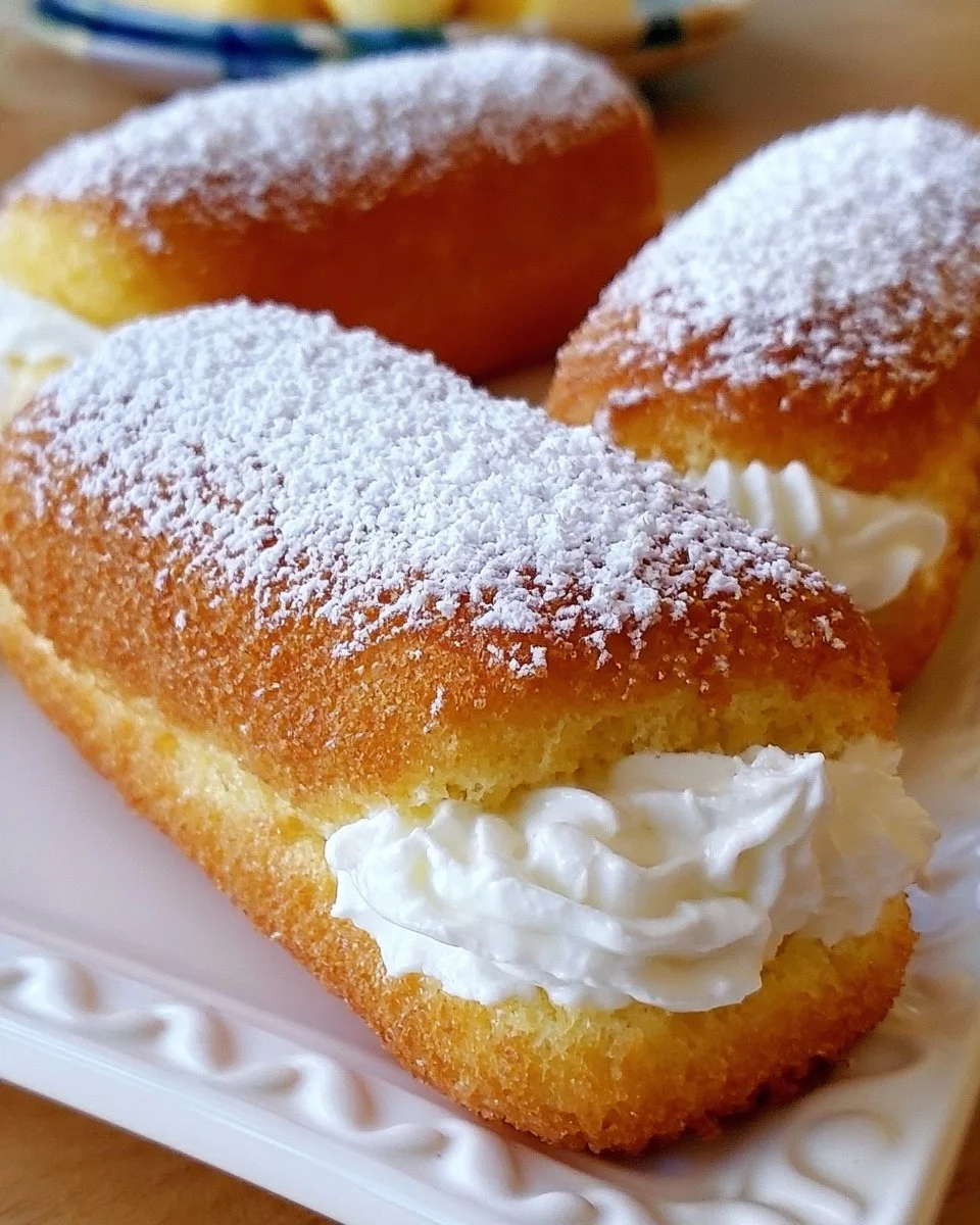 Delicious homemade Twinkies with creamy filling on a plate