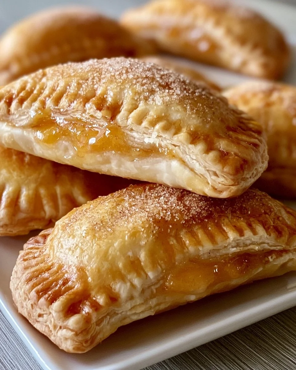 Freshly baked peach hand pies on a cooling rack