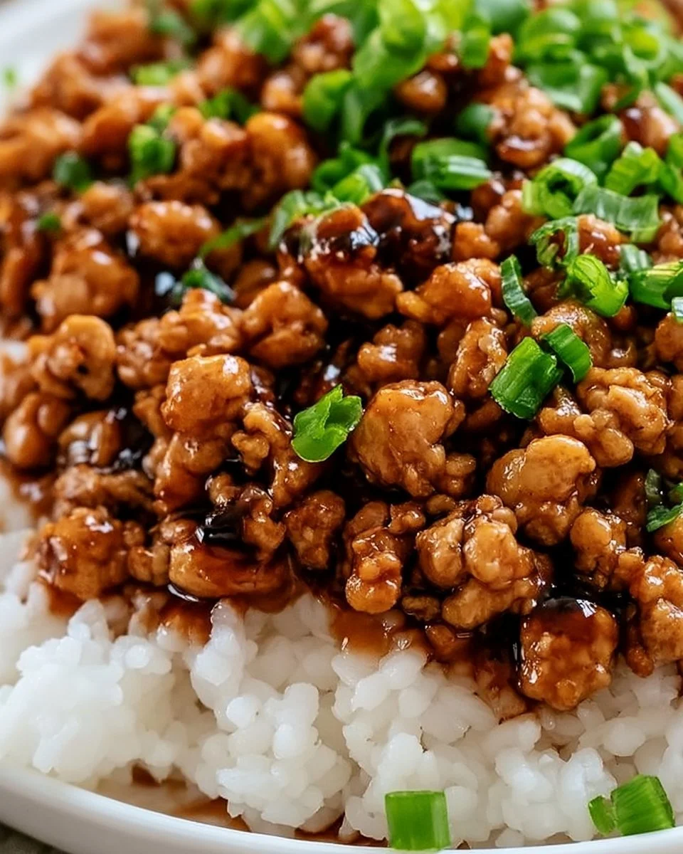 Plate of sweet and savory honey garlic ground turkey dish
